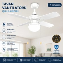 Fancium DKF-401 Aydınlatmalı Beyaz Ahşap Kanatlı Tavan Vantilatörü 80 CM