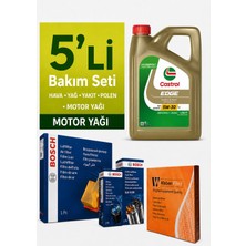 Bosch Kia Sportage 2.0 Dizel Filtre Bakım Seti-Castrol Edge 5W30 4lt (2005-2010) 5 Li