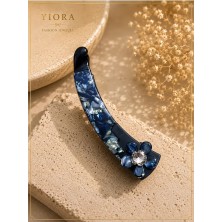 Yiora Premium Seri Gold Metal Gövde Inci ve Taş Detaylı Istiridye Kabuğu Mandal Toka 10,5cm