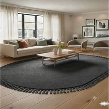 Altun Carpet Oval Antirasit Ponpon Saçaklı Pelüş Halı Kaymaz Taban 12ML Hav Yuksekliği Var 2 Cmkalınlık