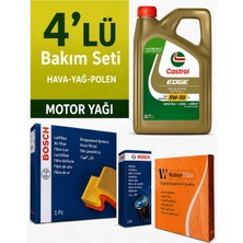 Bosch Fiat 500L 1.3 Dizel Filtre Bakım Seti-Castrol Edge 5W30 4lt (2009-2018) 4 Lü