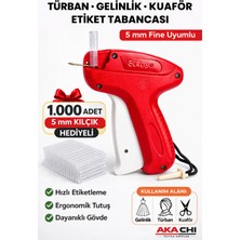 TeknoKapsül Aka Chı Türban Gelinlik Kuaför Tasarım Kılçık Etiket Tabancası – 5 mm Fine + 1.000 Adet 5 mm Kılçık Hediyeli