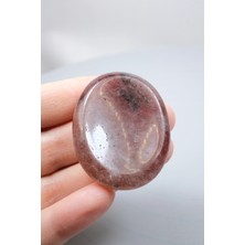 Healcrystal Mutluluk Veren Sevgi Enerjisi ve Parmaklarınızdaki Tatlı Şifa: Çilek Kuvars Doğal Taş Parmak Masaj Taşı