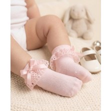 Bebeva Baby Kız Çocuk Dantel ve Fiyonk Detaylı Soket Agnes Bebek Çorabı
