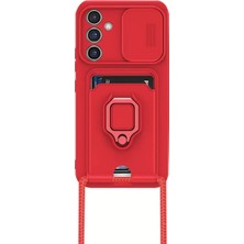 Fantastik Store Newface Samsung Galaxy A25 5g Kılıf Zuma Kartvizitli Yüzüklü Silikon - Kırmızı