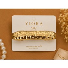 Yiora Kadın Premium Seri Parlak Dövme Metal Kaydırmaz Otomatik Toka 8 cm