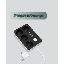 Fantastik Store 3 USB Çıkışlı 4’lü Akıllı Priz 2500W 2 Metre Kablo