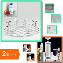 Empressco Çok Amaçlı Vantuzlu Banyo Köşe Organizeri + Makyaj Pamuğu Düzenleyici - 2li Set K2F4Z3