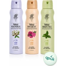 Rebul Kadın Deodorant Seti Alkolsüz 3X150ML Magnolia Bouquet Green Tea Invisible