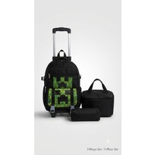 Rowan Çanta 2 Kademeli Çekçekli Tekerlekli Karekter Desenli Erkeki 3 Lü Set Takım Ilkokul Sırt Çantası 40*28*17 cm