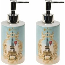 Empressco Bosphorus Homi Banyo Seti Seramik Sivi Sabunluk 2 Adet Romantik Yeşil Model 7X7X18CM 320ML