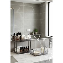 Empressco Banyo Düzenleyici Organizer Banyo Rafı Duman Gri Set