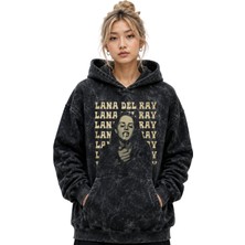 Sevbano Lana Del Rey Şarkıcı Baskılı Unisex Oversize Yıkamalı Premium Hoodie Sweatshirt