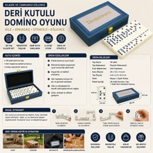 Mersi Shop Deri Kutulu Domino Oyunu 28 Taş Klasik Masa Oyunu Aile Eğlence Strateji Seti 20 cm Saklama Kutulu