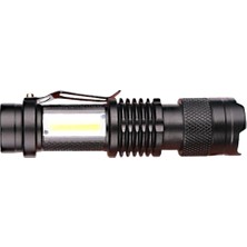 Die Grup Şarjlı LED El Feneri - 14500 Pil Dahil, 4 Işık Modu, Mini Boy