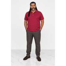 Starbattal Erkek Büyük Beden Polo Yaka Tişört Square 24452 Bordo