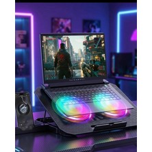 Die Grup Rgb Işıklı Laptop Soğutucu Stand Çift Fanlı Sessiz Çalışan Ayarlanabilir