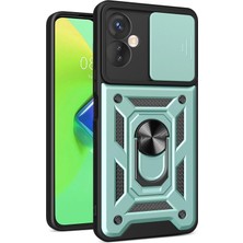 Mey İthalat Mey Ithalat®  Infinix Hot 30 4g Kılıf Pars Lens Yüzüklü Silikon - Yeşil
