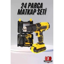 Die Grup Profesyonel Çift Bataryalı Akülü Vidalama Şarjlı Matkap 24 Parça