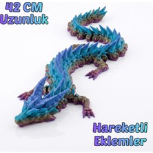 Atatuğ Hediyelik Mafsallı 3D Baskı Ejderha Figürü, Kristal Esnek Ejderha 42 cm