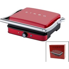 Sinbo Izgara ve Tost Makinesi - Retro Tasarım - Kırmızı Renk Midastech