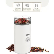 Sinbo Kahve Baharat Öğütücü - 70 gr Çelik Hazne - 2 Bıçaklı Midastech