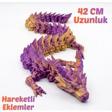 Atatuğ Hediyelik Parlak Silk Renk Geçişli Premium 3D Baskı Ejderha Figürü, Kristal Esnek Ejderha 42 cm