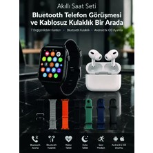 Nemere İthalat Bluetooth Telefon Görüşmeli Akıllı Saat Seti Kablosuz Bluetooth Kulaklık 7 Değiştirilebilir