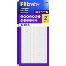 Mey İthalat Filtrete 14X30X1, Ac Fırın Hava Filtresi, Mpr 1500, Healthy Living Ultra Alerjen, 2'li Paket (Tam Ölçüler 13,81 x 29,81 x 0,78)
