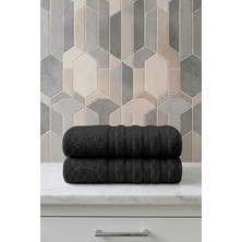 Seritaine 2'li Işıl Premium Banyo Havlusu 70X140CM - Siyah - %100 Pamuk - 600 Gr/m2