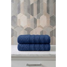 Seritaine 2'li Işıl Premium Banyo Havlusu 70X140CM - Lacivert - %100 Pamuk - 600 Gr/m2