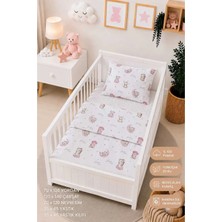 %100 Pamuklu Kumaştan Bebek Park Beşik 5 Parça Yorgan ve Nevresim Takımı (70 x 120 Cm)