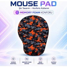 Black Flex Dijital Baskılı Memory Foam Ergonomik Bilek Destekli Orange Gri Mause Pad
