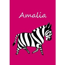 Mey İthalat Personalisiertes Malbuch / Notizbuch / Tagebuch - Amalia: Zebra - A4 - Blanko - Pink