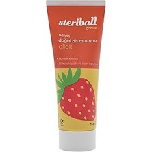 Mey İthalat Steriball Doğal Diş Macunu Florürsüz 75 ml - Çilek Florür Içermez, Hidroksiapatit ile Tam Koruma, Vegan