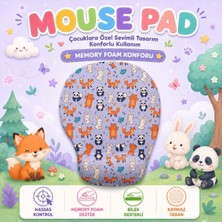 Black Flex Dijital Baskılı Çocuk Memory Foam Ergonomik Bilek Destekli Animal Temalı Mause Pad