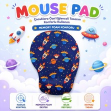 Black Flex Dijital Baskılı Çocuk Memory Foam Ergonomik Bilek Destekli Space Mause Pad
