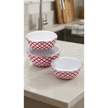 Bonera Olbia Emaye 6 Parça Saklama Kabı (16-18-20 Cm) - Emaye Kapaklı