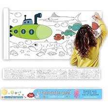 Mey İthalat Aputue Çocukların Sanat Eserleri, 300X38CM Yapışkanlı Boyama Rulosu, Okyanus Temalı Eğitici Aktivite Kağıdı, Duvar Için Kolay Sökülebilir Büyük Rulo, Erkek ve Kız Çocuklar Için Yeni Hediye