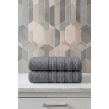 Seritaine 2'li Işıl Premium Banyo Havlusu 70X140CM - Gri - %100 Pamuk - 600 Gr/m2