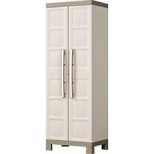 Mey İthalat Keter Kiss Excellence Plastik Dolap/süpürge Dolabı, Utility, Gxdxy: 65X45X182CM, Bej/boz Kahverengi, 3 Ayarlanabilir Raf Dahil