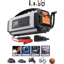 Die Grup Çok Fonksiyonlu Oto - Araç Takviye Set Taşınabilir 120W Dijital Ekran Powerbank Özellik - Fener - Cob - Pusula YG-898 (5324)