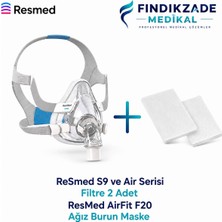 Resmed Airfit F20 Tam Yüz Cpap Maskesi (Medium Boy) +Resmed S9 ve Air Serisi Filtre 2’li Paket