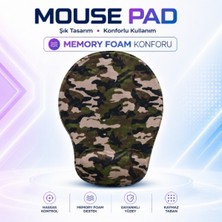 Black Flex Dijital Baskılı Memory Foam Ergonomik Bilek Destekli Haki Army Mause Pad