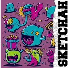 Mey İthalat Independently Published Sketchah Square Sketch Book Fd2: 160 Pages, 8” x 8” For Doodles, Sketches, Rough Drafts, Learning And Practice. Funny Doodle Cover