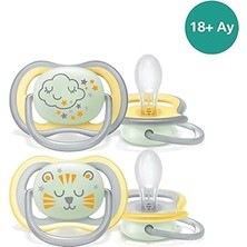 Mey İthalat Philips Avent Ultra Air Gece Emzik, 18 Ay+, 2’li Paket, Karanlıkta Parlayan, Ortodontik Silikon, Geniş Hava Delikli, Mikrodalga Sterilize Edilebilir, Bpa Içermez, SCF376/01