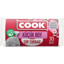 Mey İthalat Cook Kokulu Çöp Torbası, Küçük Boy, 40 x 47 Cm, 30 Yaprak, Bahar Çiçekleri Kokulu, Şeffaf