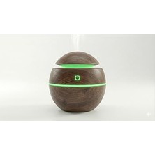 Mey İthalat Ultrasonik Hava Nemlendirici ve Aroma Difüzörü - 3 Farklı Renk Seçeneği (Beyaz, Açık ve Koyu Ahşap) - Küre Tasarım Buhar Makinesi, LED Işıklı ve Sessiz Oda Kokusu Yayıcı (Usb) (Koyu Ahşap)