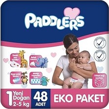 Mey İthalat Paddlers Yenidoğan Bebek Bezi 1 Numara (2-5 Kg) 48 Adet – Eko Paket