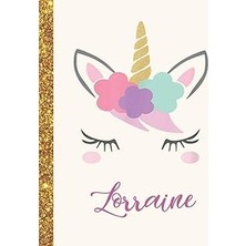 Mey İthalat Lorraine: Lorraine Unicorn Personalized Black Paper Sketchbook For Girls And Kids To Drawing And Sketching Doodle Taking Note Marble Size 8.5 x 11